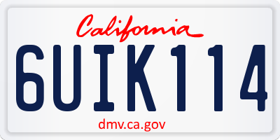 CA license plate 6UIK114