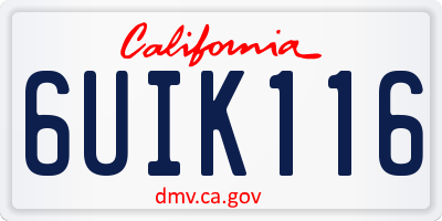 CA license plate 6UIK116