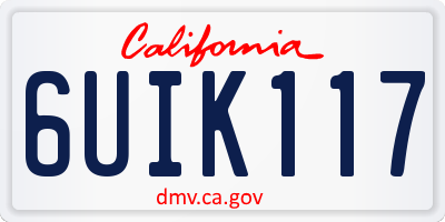 CA license plate 6UIK117