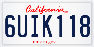 CA license plate 6UIK118