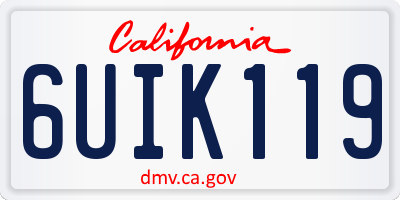 CA license plate 6UIK119