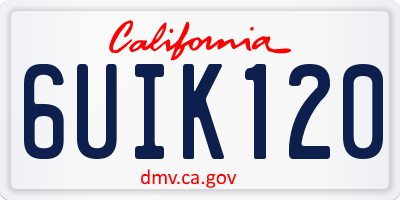CA license plate 6UIK120