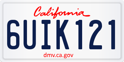 CA license plate 6UIK121