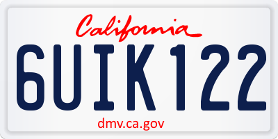 CA license plate 6UIK122