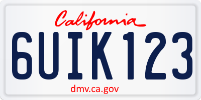CA license plate 6UIK123