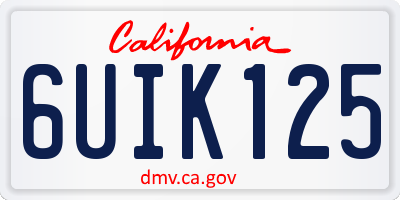 CA license plate 6UIK125