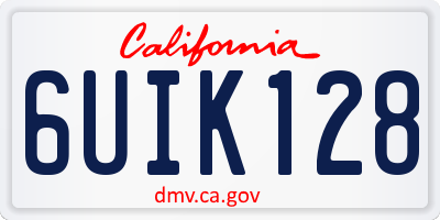 CA license plate 6UIK128