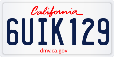 CA license plate 6UIK129