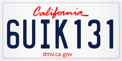 CA license plate 6UIK131