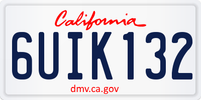 CA license plate 6UIK132