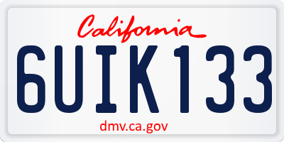 CA license plate 6UIK133