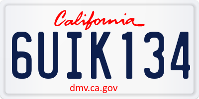 CA license plate 6UIK134