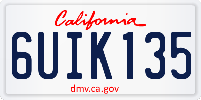 CA license plate 6UIK135
