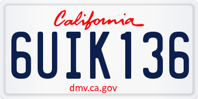 CA license plate 6UIK136