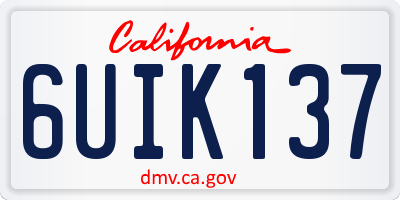 CA license plate 6UIK137