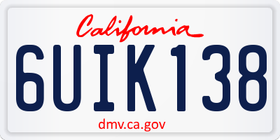 CA license plate 6UIK138