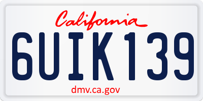 CA license plate 6UIK139