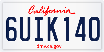 CA license plate 6UIK140