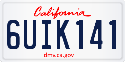 CA license plate 6UIK141