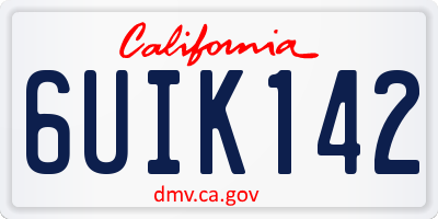 CA license plate 6UIK142