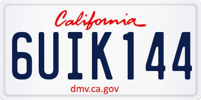 CA license plate 6UIK144