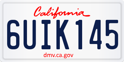 CA license plate 6UIK145
