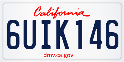 CA license plate 6UIK146