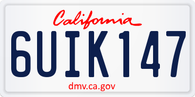 CA license plate 6UIK147