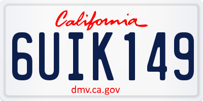 CA license plate 6UIK149