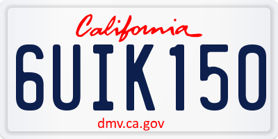 CA license plate 6UIK150