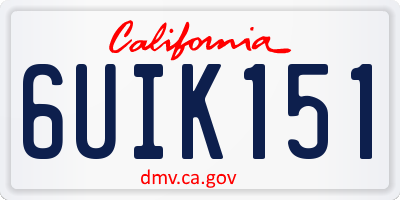 CA license plate 6UIK151