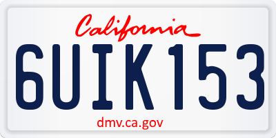 CA license plate 6UIK153