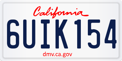 CA license plate 6UIK154
