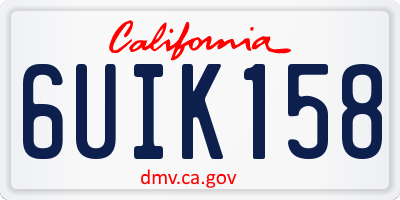 CA license plate 6UIK158