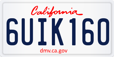 CA license plate 6UIK160
