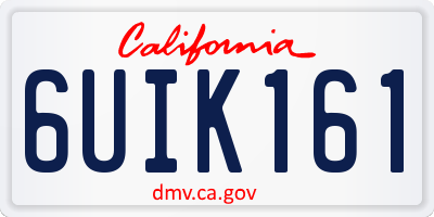 CA license plate 6UIK161