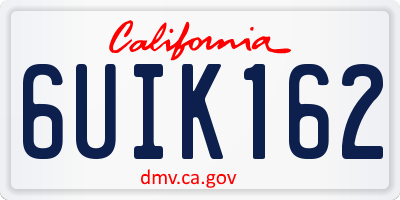 CA license plate 6UIK162