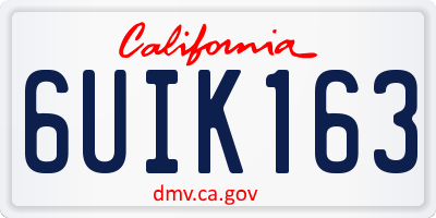 CA license plate 6UIK163