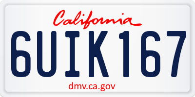 CA license plate 6UIK167