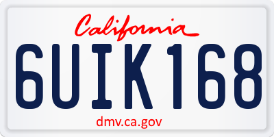 CA license plate 6UIK168