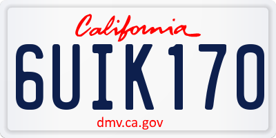 CA license plate 6UIK170