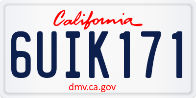 CA license plate 6UIK171