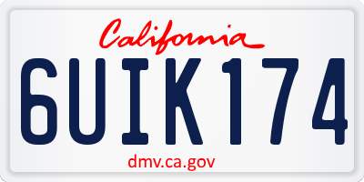 CA license plate 6UIK174