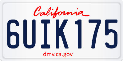 CA license plate 6UIK175