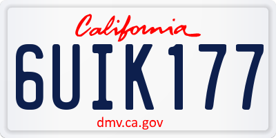 CA license plate 6UIK177