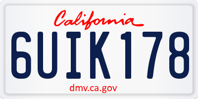 CA license plate 6UIK178