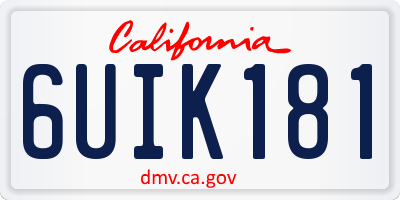 CA license plate 6UIK181