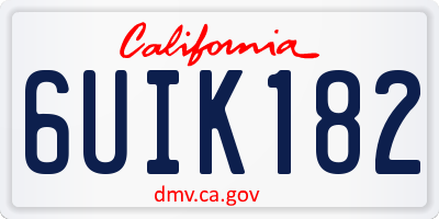 CA license plate 6UIK182