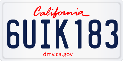 CA license plate 6UIK183