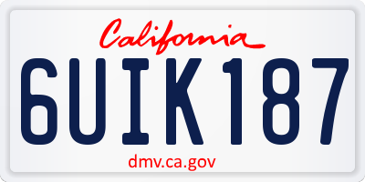 CA license plate 6UIK187